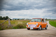 1969 orange Austin Mini "Cooper" with 1275cc engine.
